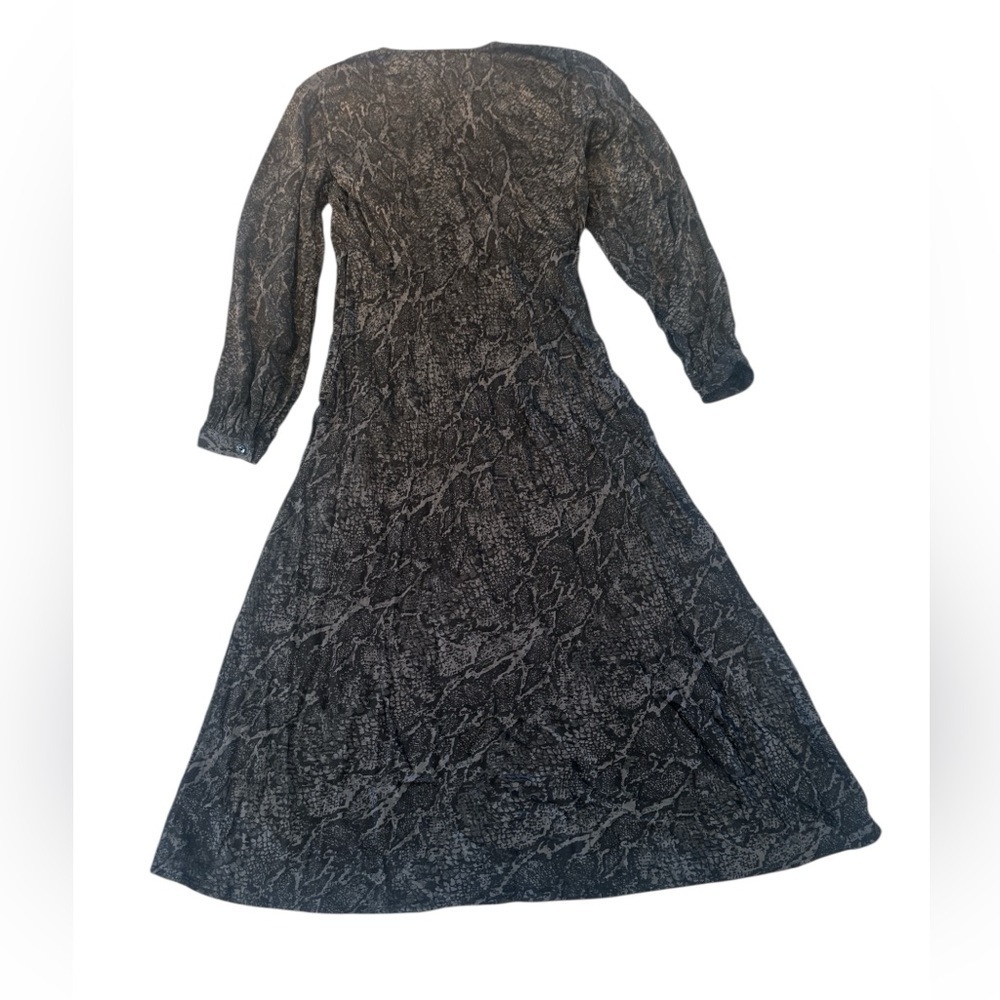 Rails Shiloh Charcoal Snakeskin V-neck Satin Midi Dress - Picture 9 of 15